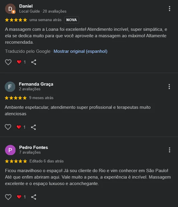 Avaliações RJ Massagem